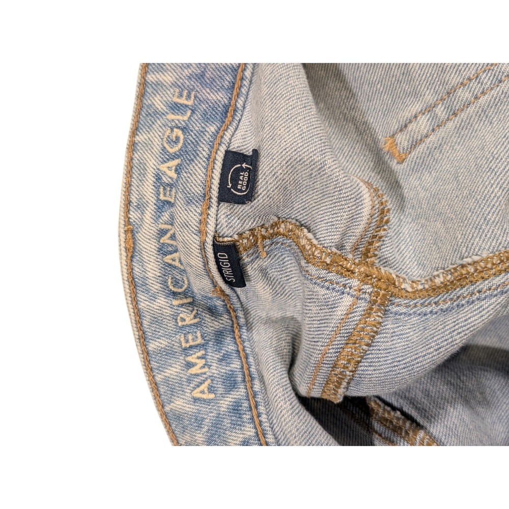 American Eagle Women Mom High Rise Strigid Light Wash Cotton Denim Jeans Size 16 - Picture 7 of 9